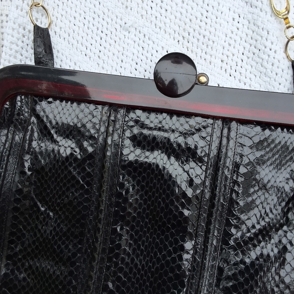 Vintage‎ Lucite closure snakeskin bag - Picture 8 of 16